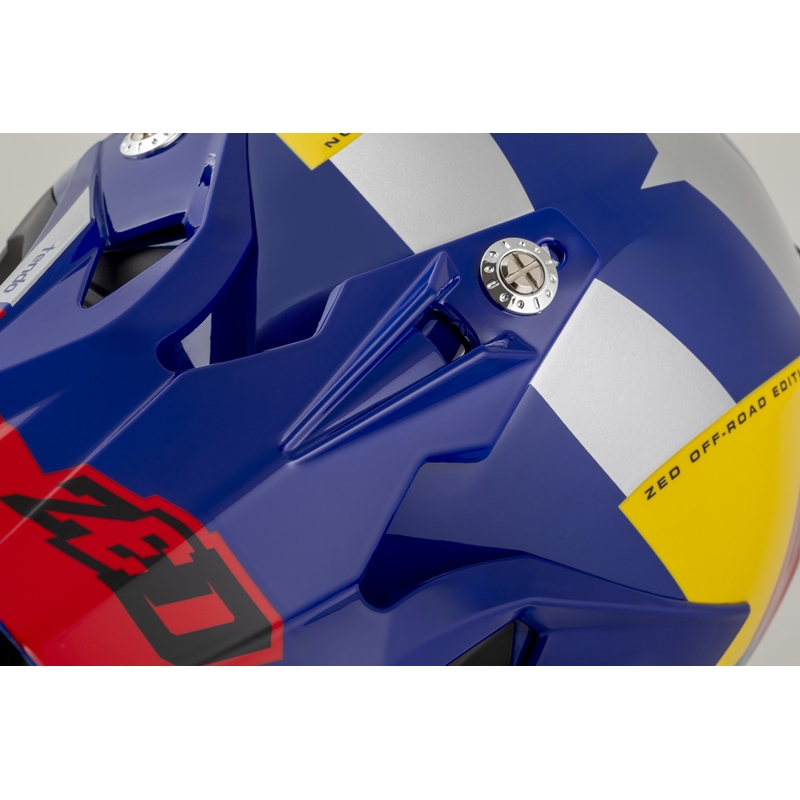 Motokroso šalmas ZED X1.9 Tendo pearl blue-red-yellow-silver - II. kokybė