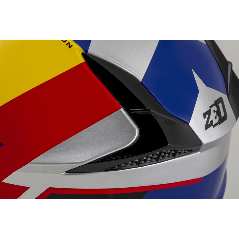 Motokroso šalmas ZED X1.9 Tendo pearl blue-red-yellow-silver - II. kokybė