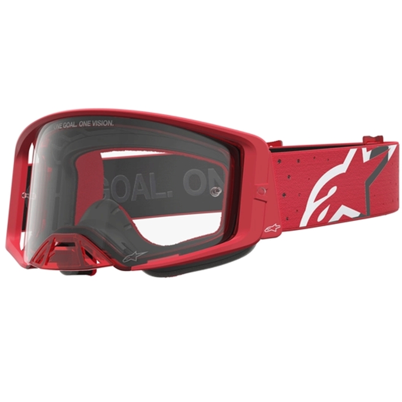 „Alpinestars Supertech Vesta“ fluorescencinio raudono chromo motokroso akiniai (skaidraus organinio stiklo)