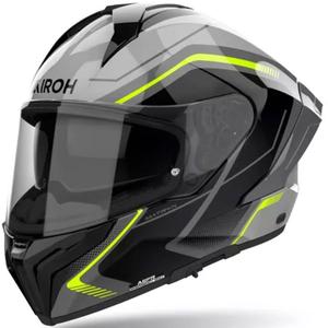 Integruotas motociklininko šalmas "Airoh MATRYX Wide" juodas-pilkai geltonas