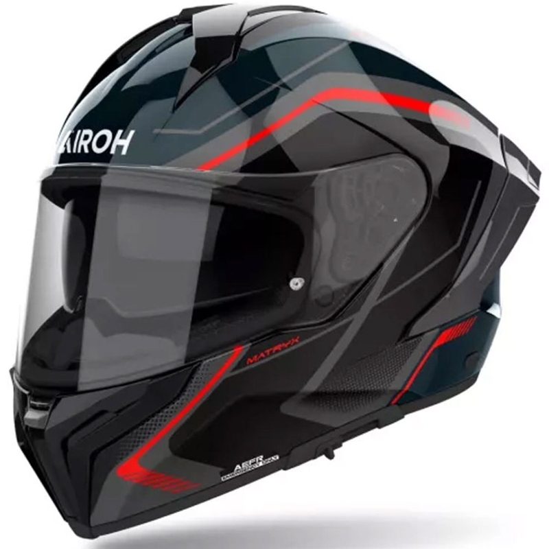 Integruotas motociklininko šalmas "Airoh MATRYX Wide" juodas-pilkas-raudonas
