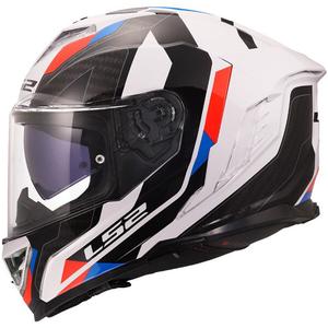 Uždaras motociklo šalmas LS2 FF818 Storm III Sports, blizgi balta-mėlyna-raudona - II. kokybė