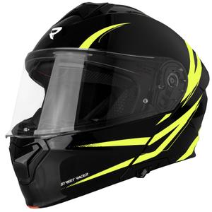 Atlenkiamas motociklo šalmas „Street Racer Fury“ juodas-fluorescencinis geltonas 2 - II kokybės - II. kokybė