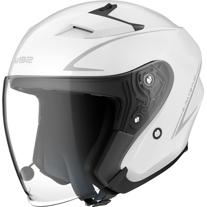 Atviras motociklininko šalmas SENA Outstar S blizgus baltas - II. kokybė