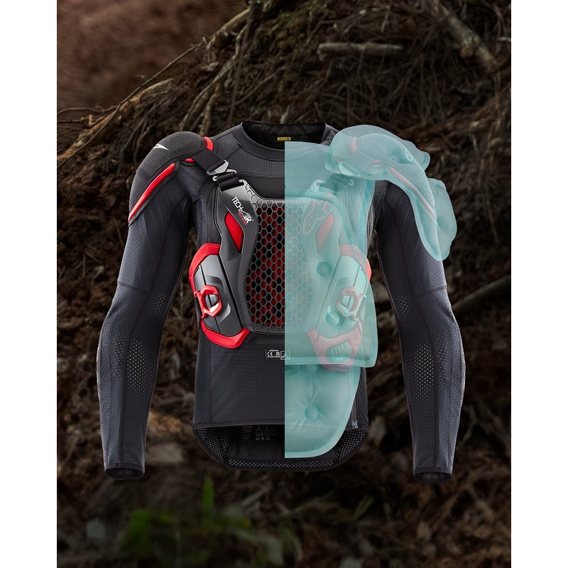 „Alpinestars TECH-AIR®OFF-ROAD“ sistemos oro pagalvių liemenė, juoda-raudona, 2 - II kokybės - II. kokybė