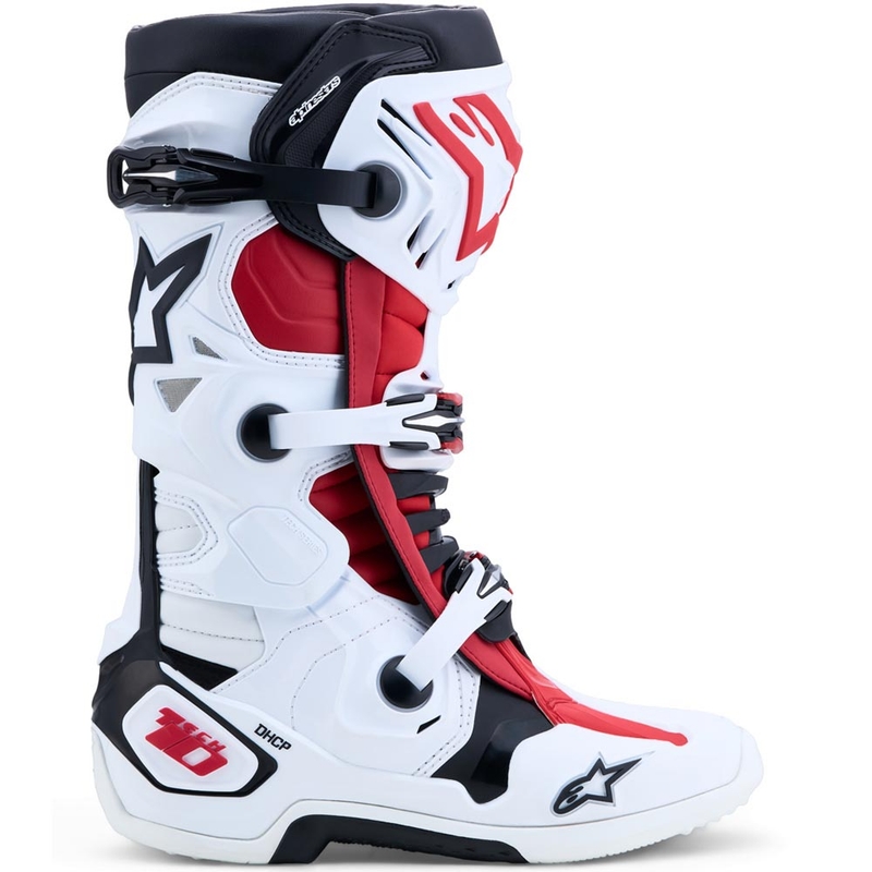 Alpinestars TECH 10 motokroso batai balti-juodi-raudoni