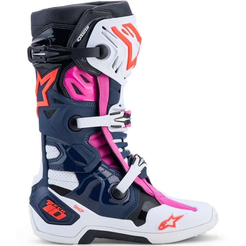 Alpinestars TECH 10 superventiliuojami krosiniai batai tamsiai mėlyni-balti-juodi-violetiniai