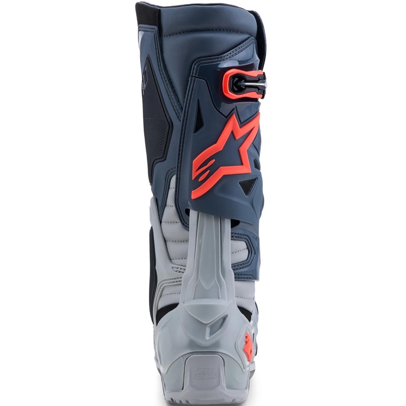 Alpinestars Tech 10 Enduro motociklo batai pilki-tamsiai pilki-fluorescenciniai raudoni