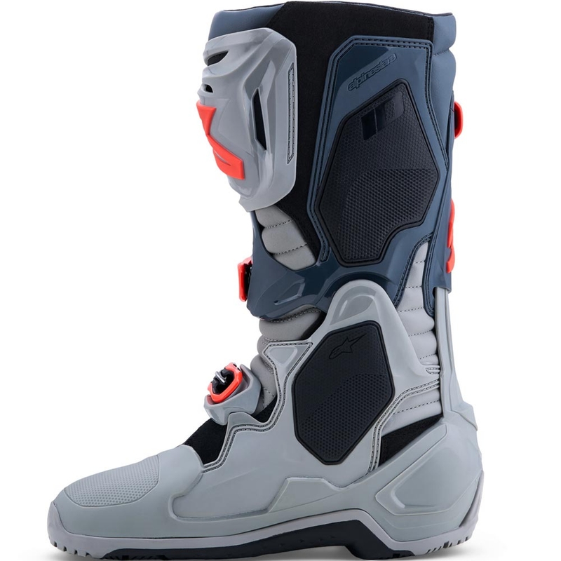 Alpinestars Tech 10 Enduro motociklo batai pilki-tamsiai pilki-fluorescenciniai raudoni