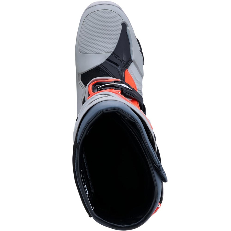 Alpinestars Tech 10 Enduro motociklo batai pilki-tamsiai pilki-fluorescenciniai raudoni
