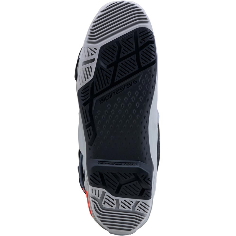 Alpinestars Tech 10 Enduro motociklo batai pilki-tamsiai pilki-fluorescenciniai raudoni