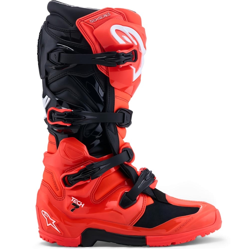 Alpinestars TECH 7 Enduro motociklo batai, fluorescenciniai, raudoni-juodi