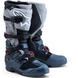Alpinestars TECH 7 Enduro Drystar motociklo batai tamsiai pilki-šviesiai pilki-raudoni