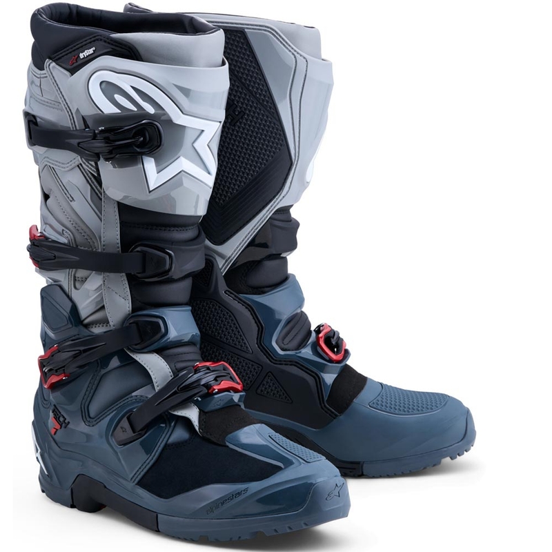 Alpinestars TECH 7 Enduro Drystar motociklo batai tamsiai pilki-šviesiai pilki-raudoni