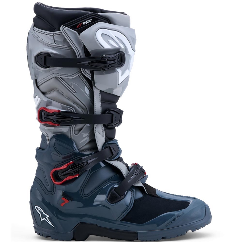 Alpinestars TECH 7 Enduro Drystar motociklo batai tamsiai pilki-šviesiai pilki-raudoni