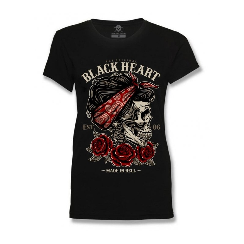 Dámské triko Black Heart Pin Up Skull