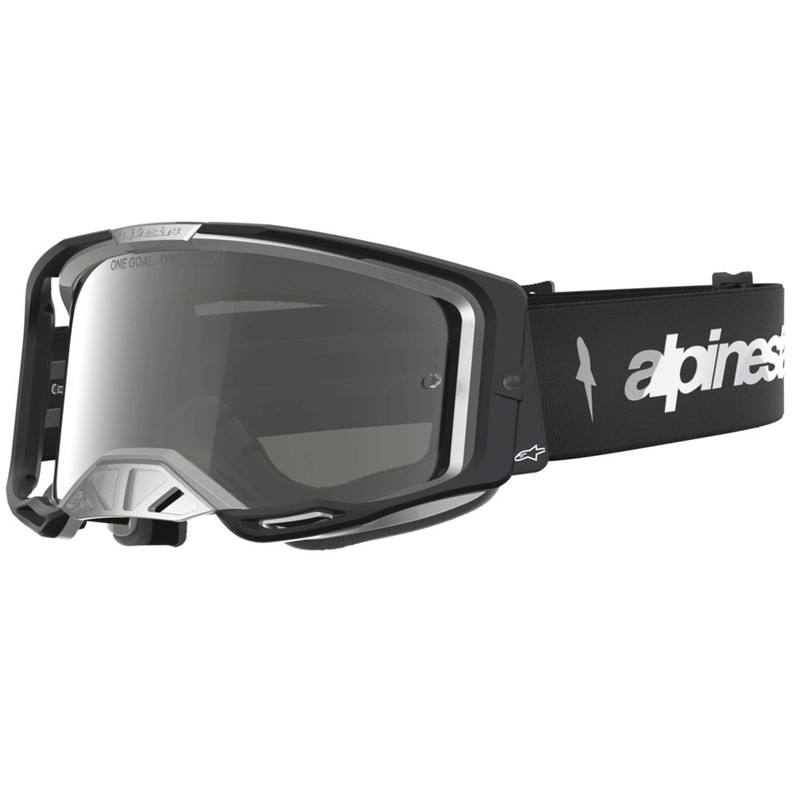 Alpinestars Vision 8 Amber motokroso akiniai juodi-sidabriniai