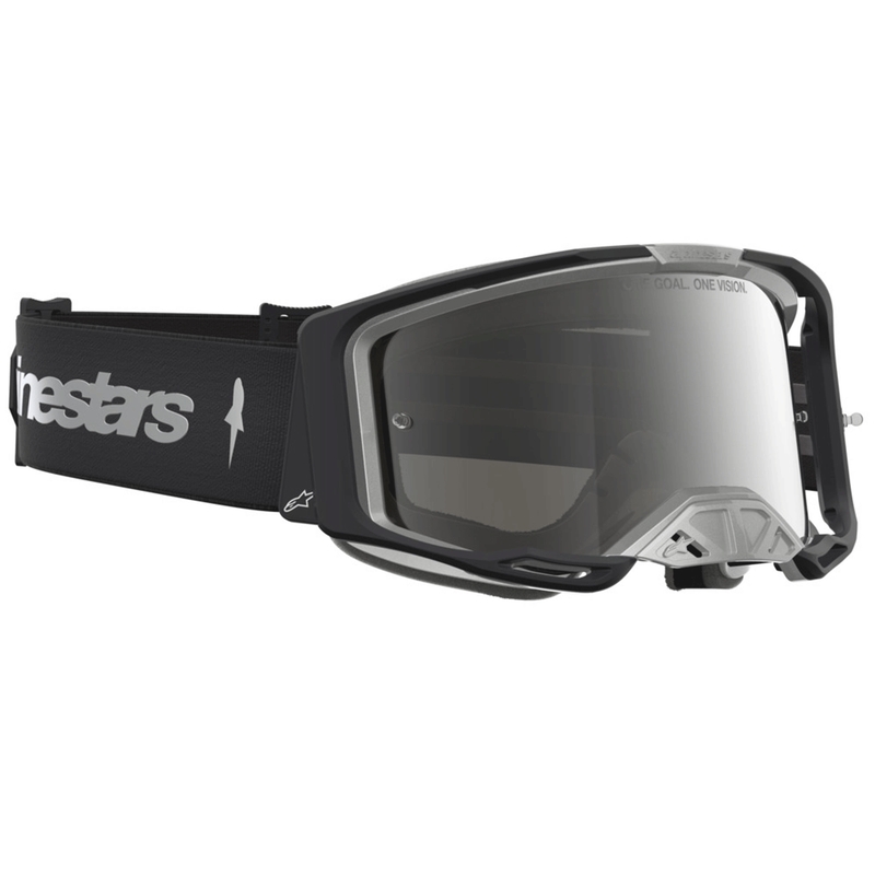 Alpinestars Vision 8 Amber motokroso akiniai juodi-sidabriniai