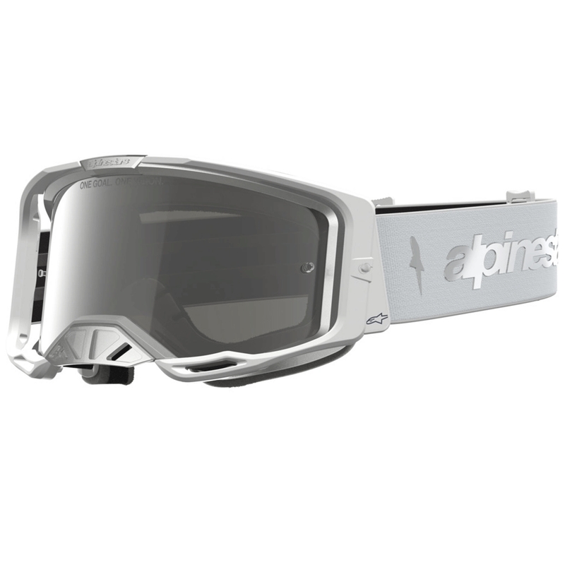 „Alpinestars Vision 8“ gintaro baltos-sidabrinės spalvos motokroso akiniai
