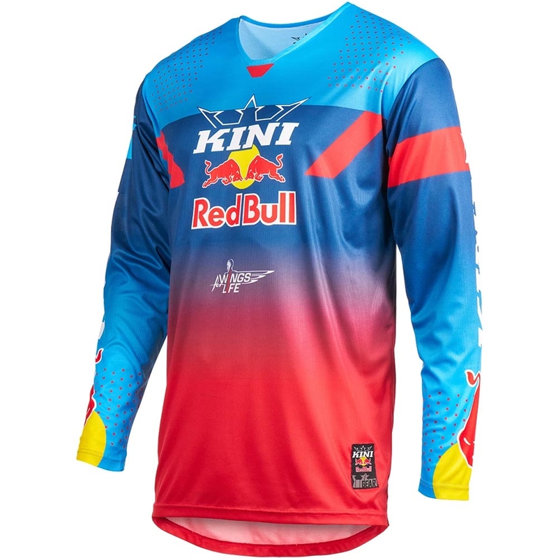 Motokroso marškinėliai KINI Red Bull 2.0 MXC mėlyni-raudoni