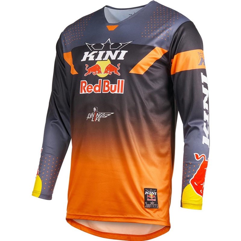 Motokroso marškinėliai KINI Red Bull 2.0 MXC pilkai oranžiniai