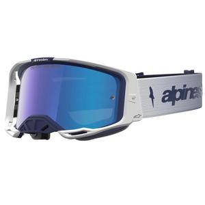 „Alpinestars Vision 8“ gelsvai mėlyni-balti motokroso akiniai