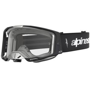 „Alpinestars Vision 8 Amber“ motokroso akiniai, juodi-sidabriniai su skaidriu plexiglasu