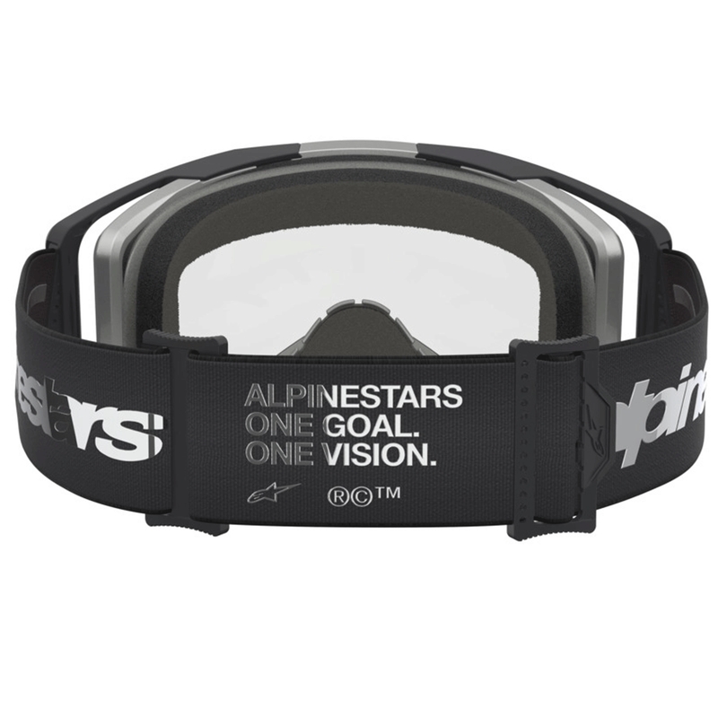 „Alpinestars Vision 8 Amber“ motokroso akiniai, juodi-sidabriniai su skaidriu plexiglasu
