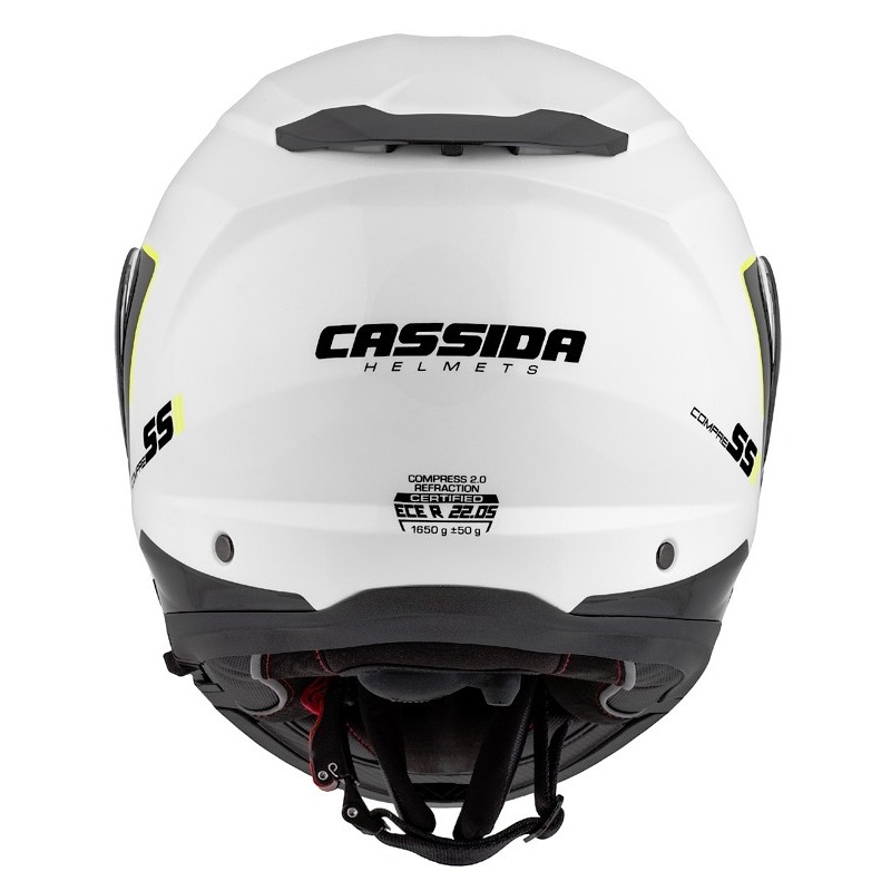 Cassida Compress 2.0 Refraction baltai-juodai-fluo geltonas motociklininko šalmas