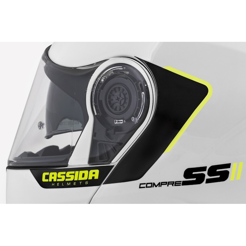 Cassida Compress 2.0 Refraction baltai-juodai-fluo geltonas motociklininko šalmas