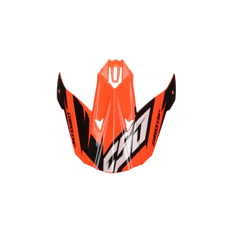 "Cassida Cross Cup Two" vaikiško šalmo skydelis juoda-balta-pilka-fluo oranžinė