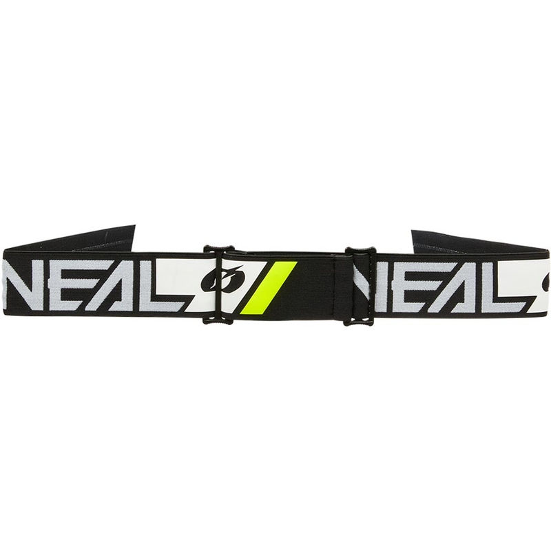 Motokroso akiniai O'Neal B-55 Cram juodi-balti su veidrodiniu auksiniu plexiglas