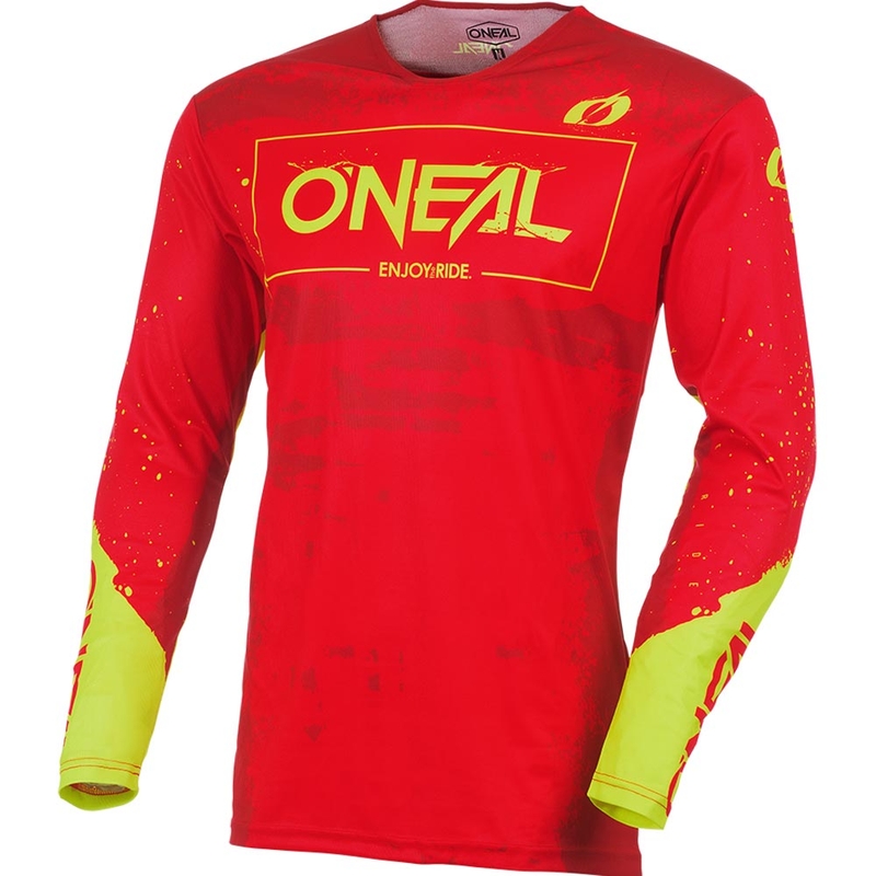 O'Neal Mayhem Paint raudoni-neoniniai geltoni motokroso marškinėliai