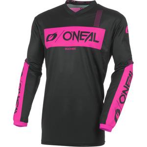 Moteriški motokroso marškinėliai O'Neal Element Racewear juodi-rožiniai
