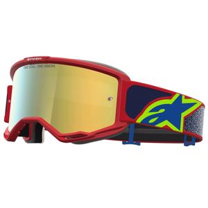 Alpinestars Vision 5 Drag motokroso akiniai, raudoni-mėlyni-geltoni