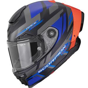 Scorpion EXO-RACE Air Carbon Fury uždaras motociklo šalmas, matinė juoda-pilka-mėlyna