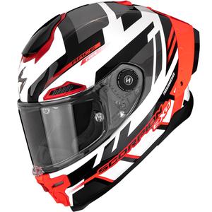 Scorpion EXO-RACE Air Carbon Fury uždaras motociklo šalmas, baltas-sidabrinis-raudonas
