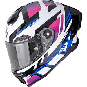 Scorpion EXO-RACE Air Carbon Fury uždaras motociklo šalmas, baltas-rožinis-mėlynas
