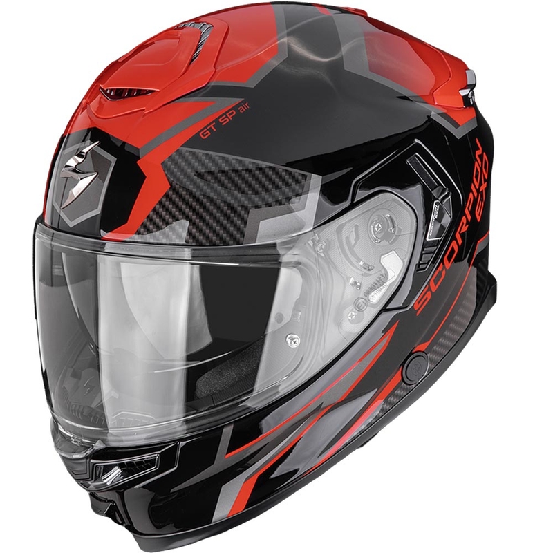 Scorpion EXO-GT SP Air Atlas uždaras motociklo šalmas, juodas-raudonas