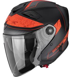Scorpion EXO-GT Jet Crest atviras motociklo šalmas, matinė juoda-raudona