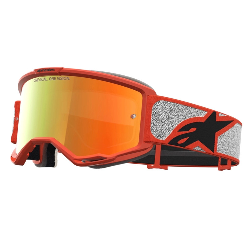 „Alpinestars Vision 5 Rora“ sidabro-oranžiniai motokroso akiniai