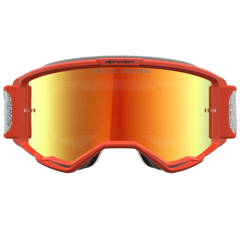 „Alpinestars Vision 5 Rora“ sidabro-oranžiniai motokroso akiniai