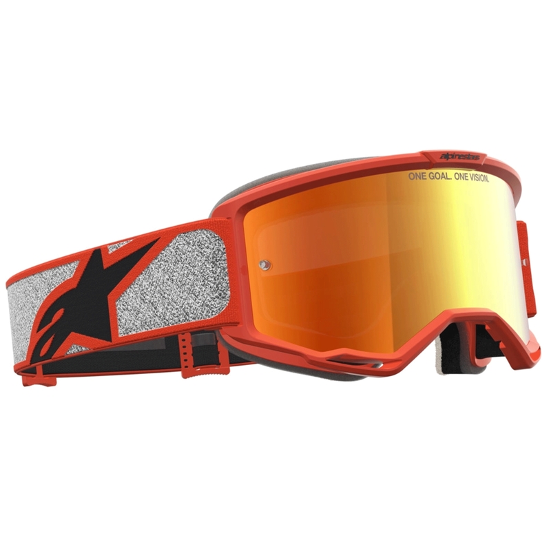„Alpinestars Vision 5 Rora“ sidabro-oranžiniai motokroso akiniai