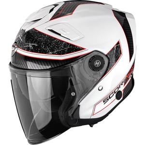 Scorpion EXO-GT Jet Crest atviras motociklo šalmas, baltas-raudonas