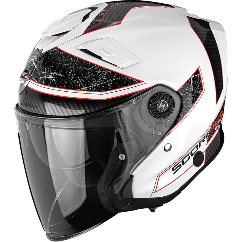 Scorpion EXO-GT Jet Crest atviras motociklo šalmas, baltas-raudonas