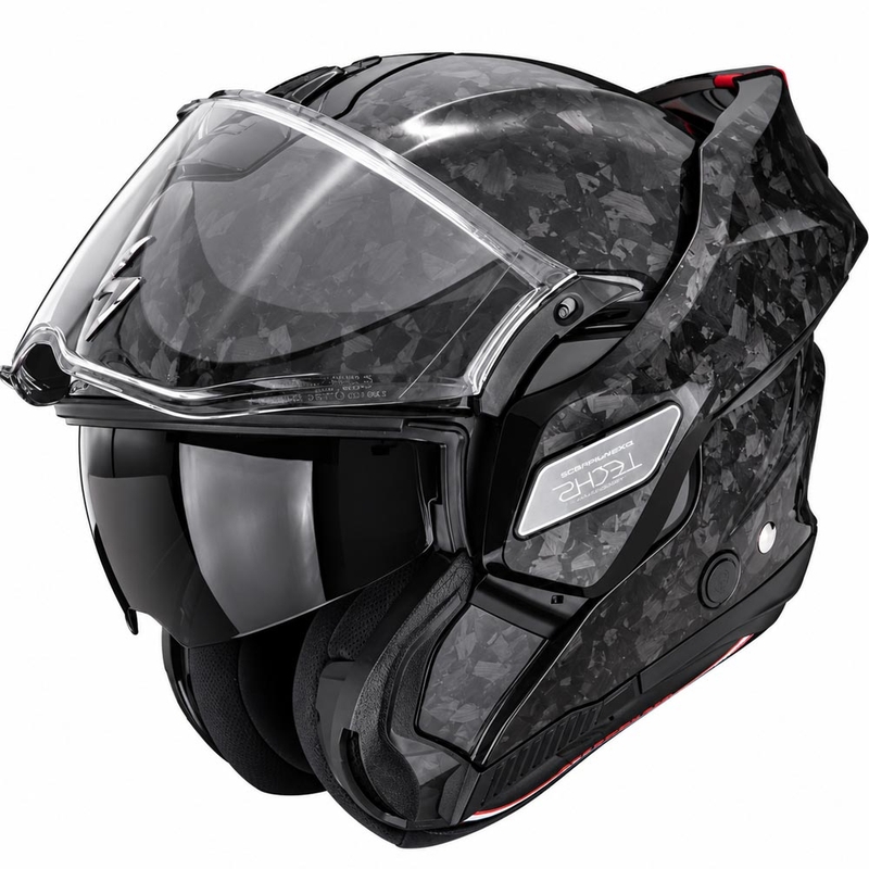 Scorpion EXO-TECH II Onyx Carbon atlenkiamas motociklo šalmas, juodas