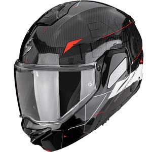 Scorpion EXO-TECH II Carbon Viator atlenkiamas motociklo šalmas juoda-balta-raudona