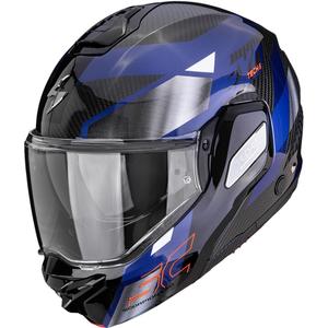 Scorpion EXO-TECH II Carbon Drift atlenkiamas motociklo šalmas juodas-sidabrinis-mėlynas
