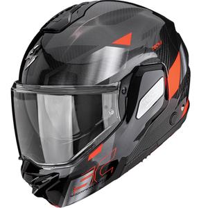 Scorpion EXO-TECH II Carbon Drift atlenkiamas motociklo šalmas juodas-sidabrinis-raudonas