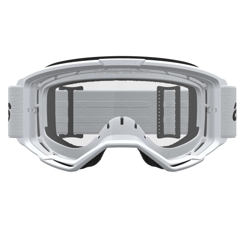 „Alpinestars Vision 3 Wordmark“ motokroso akiniai, balti-juodi su skaidriu plexiglasu
